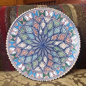 Hand painted Colorful Geometric Art Pattern Plate for decor